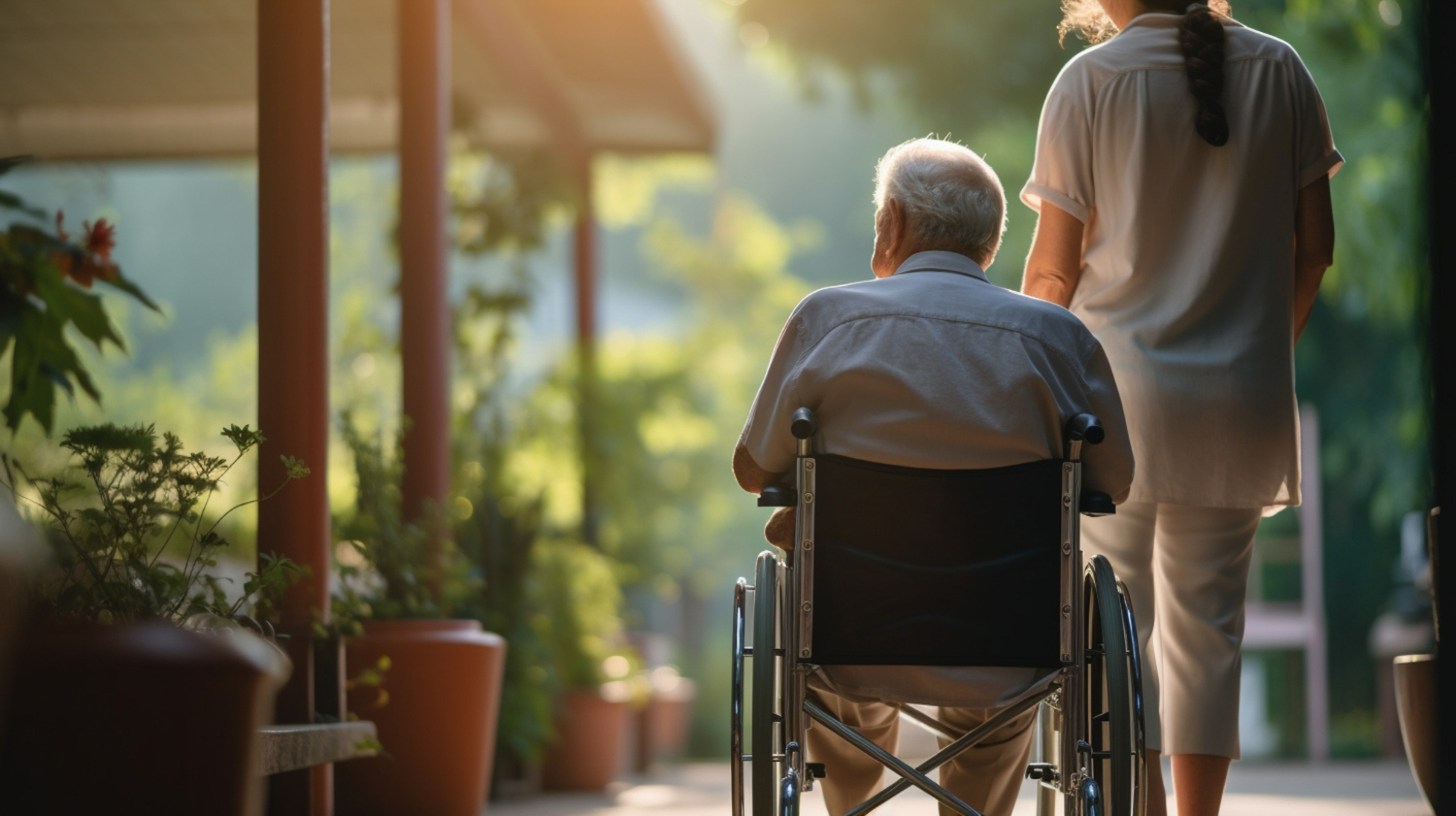 A old man on wheelchair.